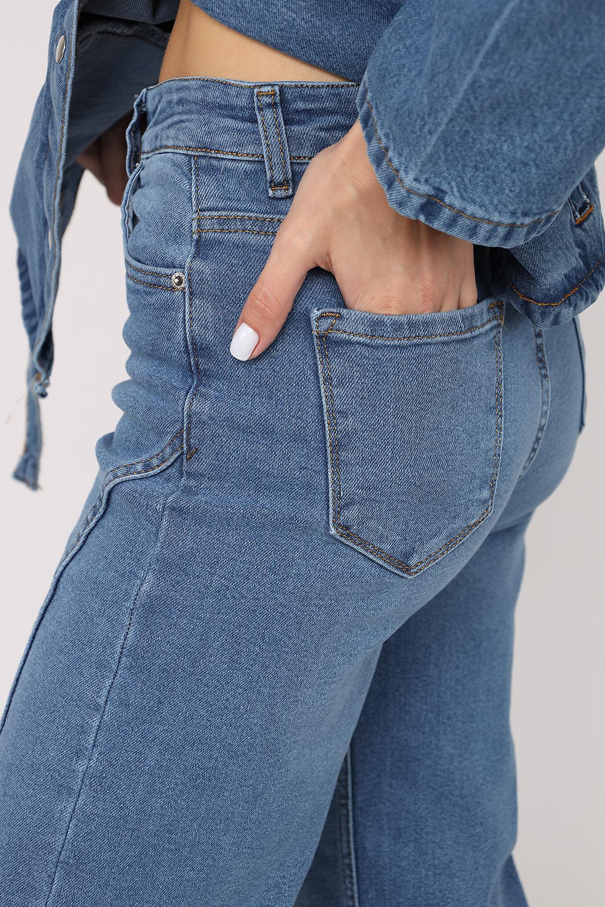 Джинси жіночі Wide leg ЦБ-00274407 р. 50 Блакитний (SKT001058528) - фото 6