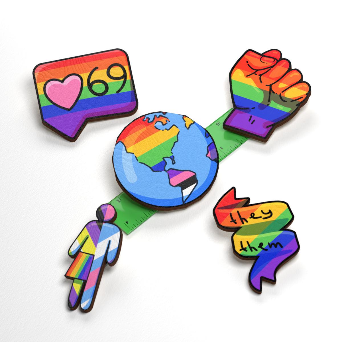 Набор значков Lex Altern ЛГБТ равенство из дерева 5 шт. - фото 2 Набор значков Lex Altern ЛГБТ равенство из дерева 5 шт. - фото 2