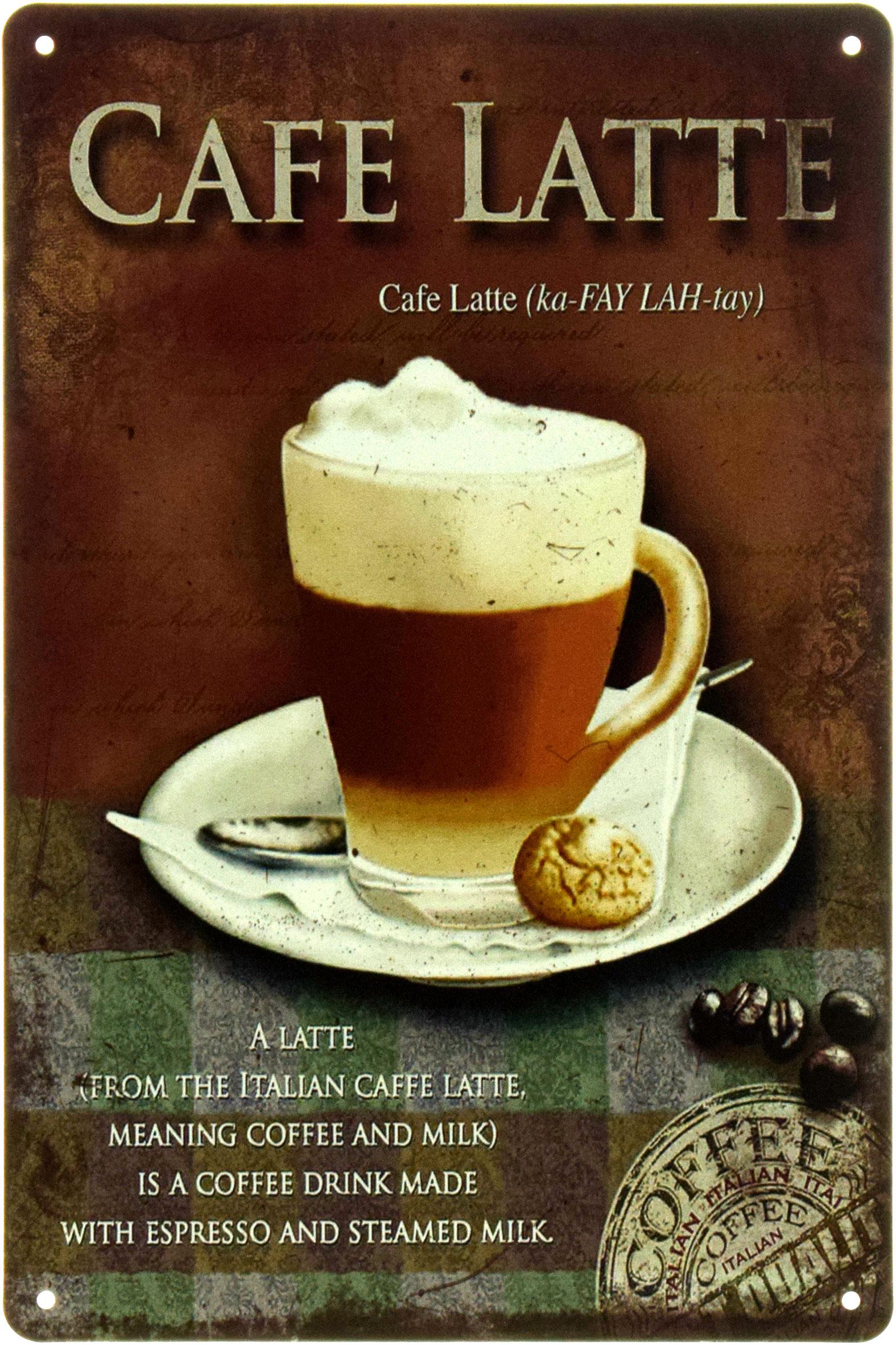 Табличка металева "Cafe Latte" 20x30 см (ms-104551)