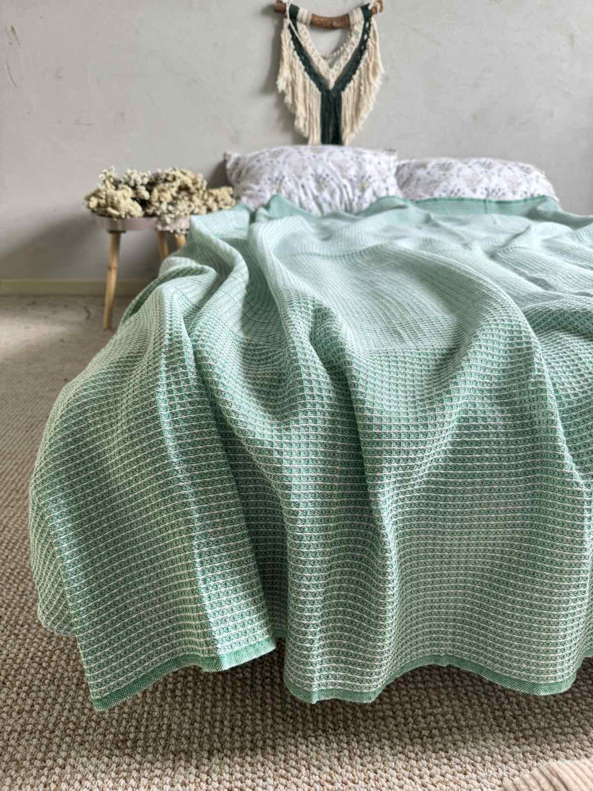 Простирадло вафельне ZEINTEX бавовняне 200х220 см Зелений (26417923) - фото 5 Простирадло вафельне ZEINTEX бавовняне 200х220 см Зелений (26417923) - фото 5