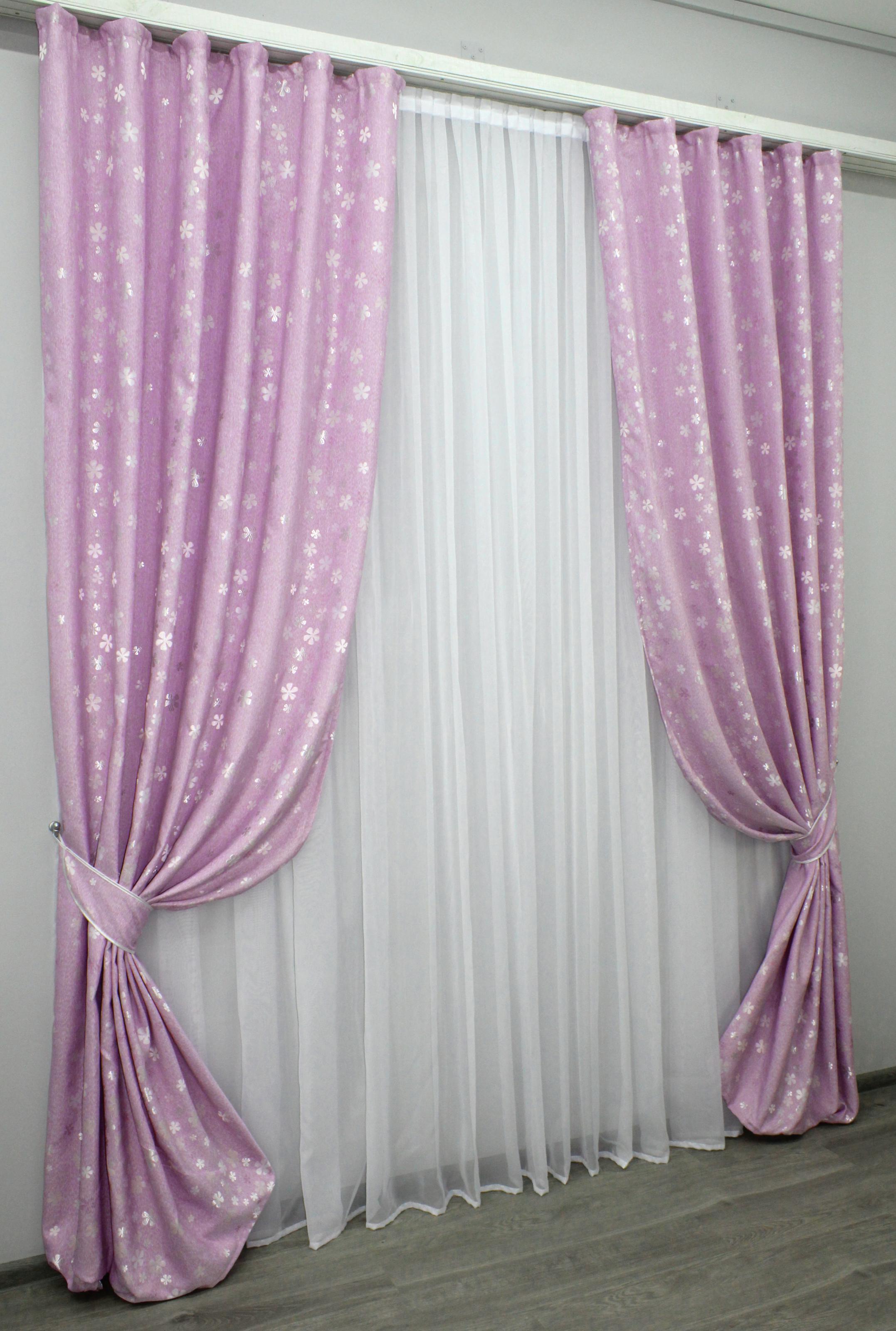 Комплект штор VR-Textil № 931ш жаккард 150х270 см 2 шт. Сиреневый (30-716)