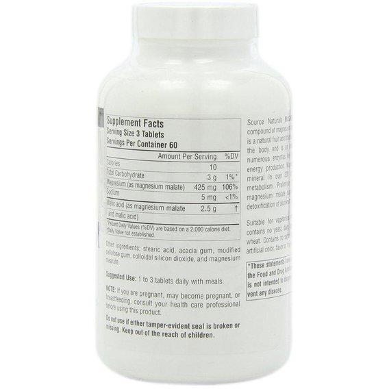 Микроэлемент Магний Source Naturals Magnesium Malate 1250 mg 180 Tabs - фото 2