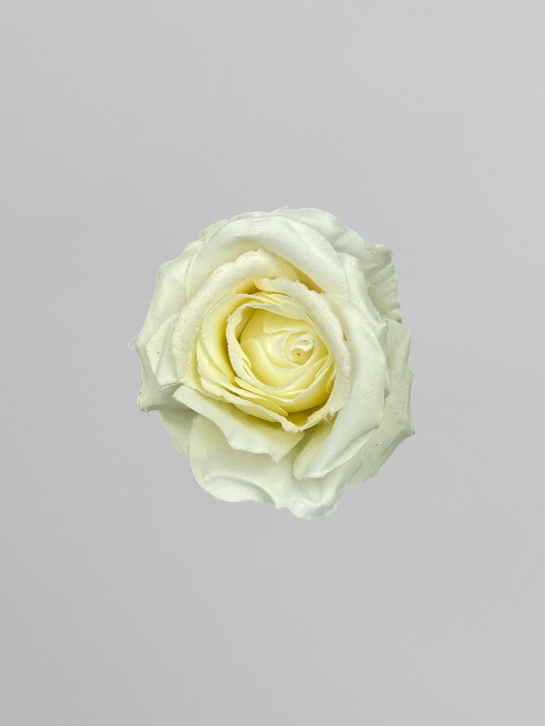 Искусственная головка розы сатиновая 10 см Белый (К02016) - фото 2