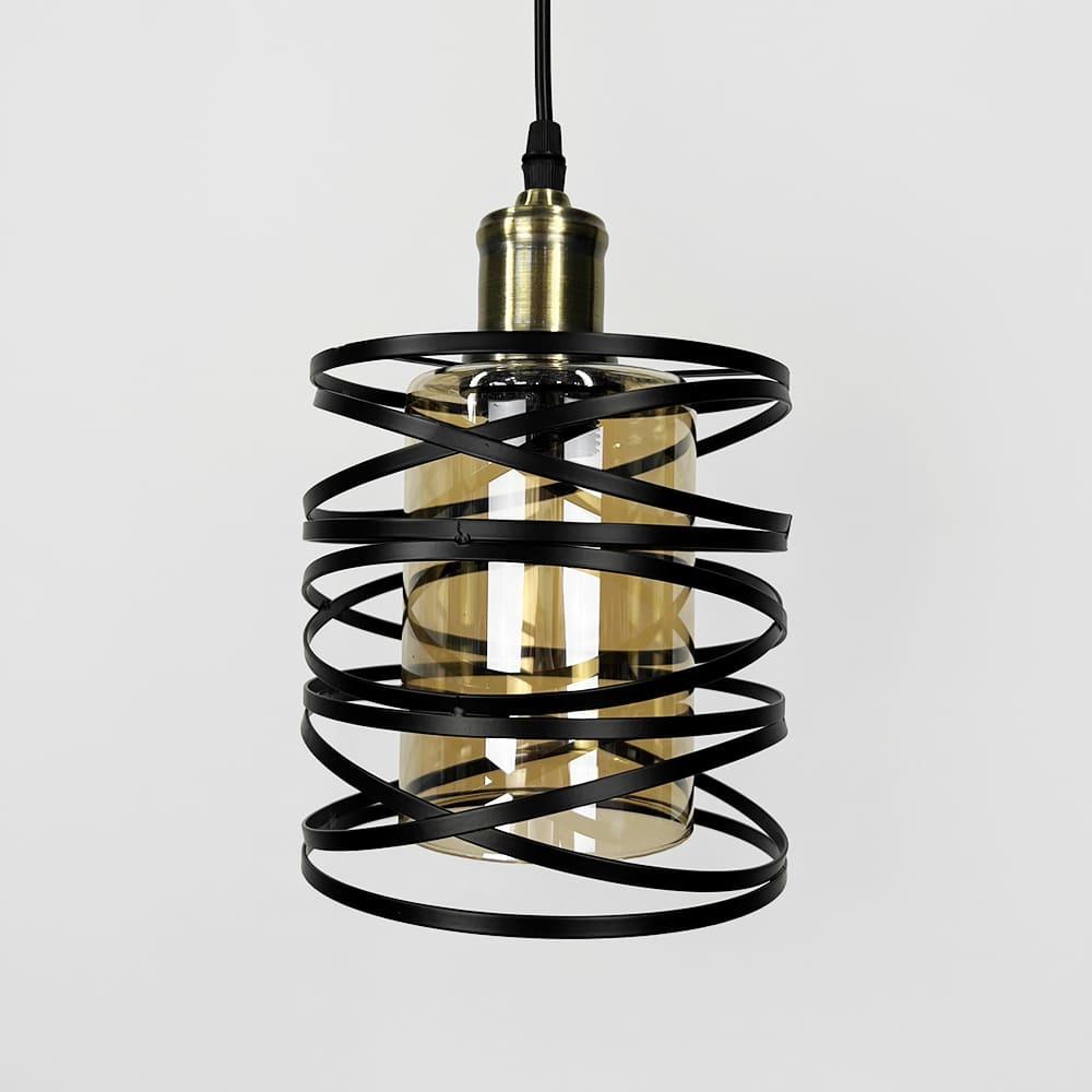 Світильник у круглому корпусі з 5-ма бурштиновими плафонами Чорний (12333/5R BK+AM) - фото 2 Світильник у круглому корпусі з 5-ма бурштиновими плафонами Чорний (12333/5R BK+AM) - фото 2