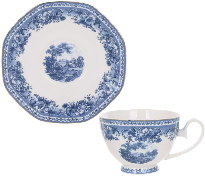 Чайный сервиз English Blue фарфоровый на 6 персон 250 мл