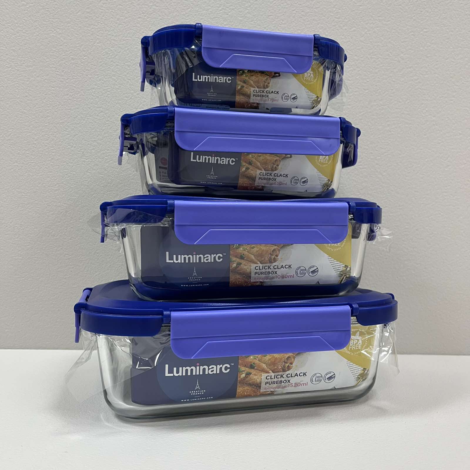 Набор контейнеров Luminarc Click Clack 370/650/1040/1520 мл Синий (23739) - фото 2