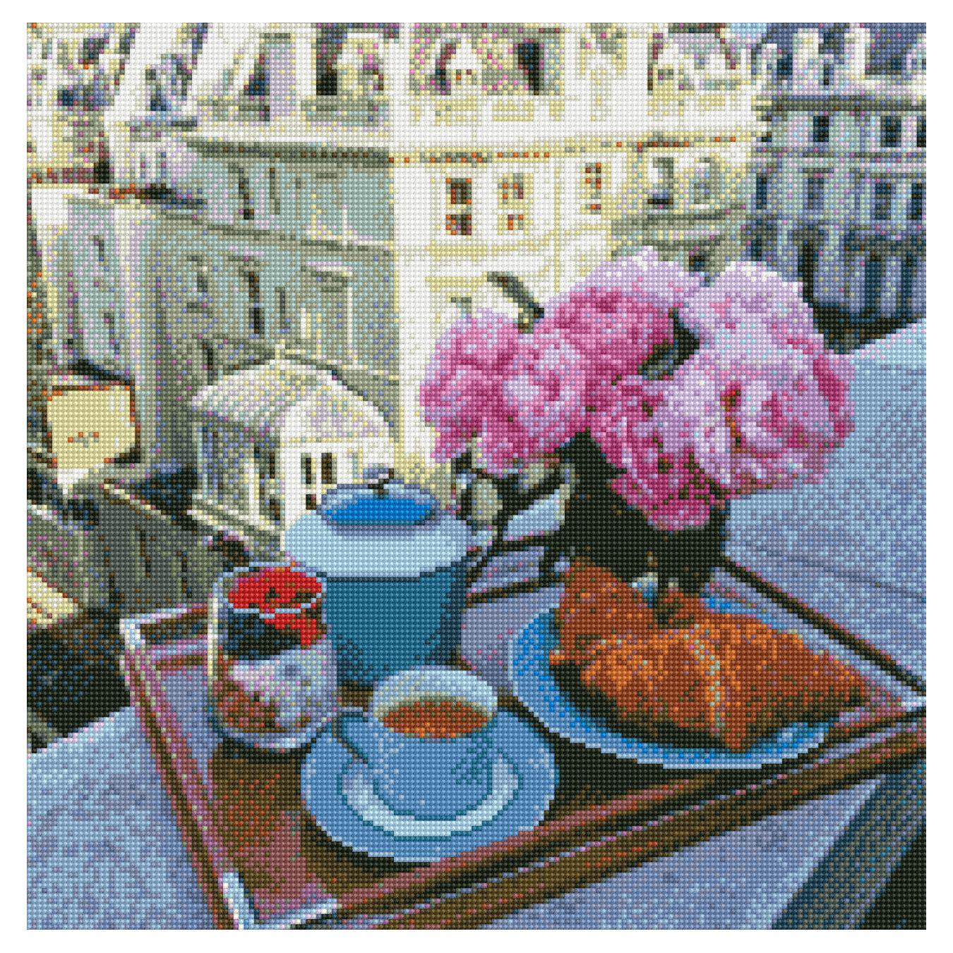 Алмазная мозаика Strateg Завтрак с круассанами 50х50 см (Str-GA0014)