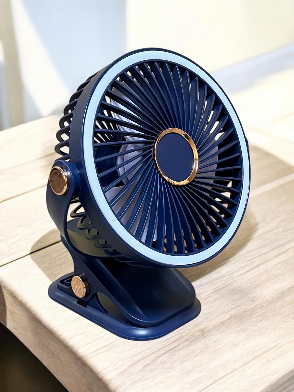 Вентилятор F2-150 акумуляторний з LED підсвічуванням та прищіпкою Dark Blue (2589778189) - фото 4