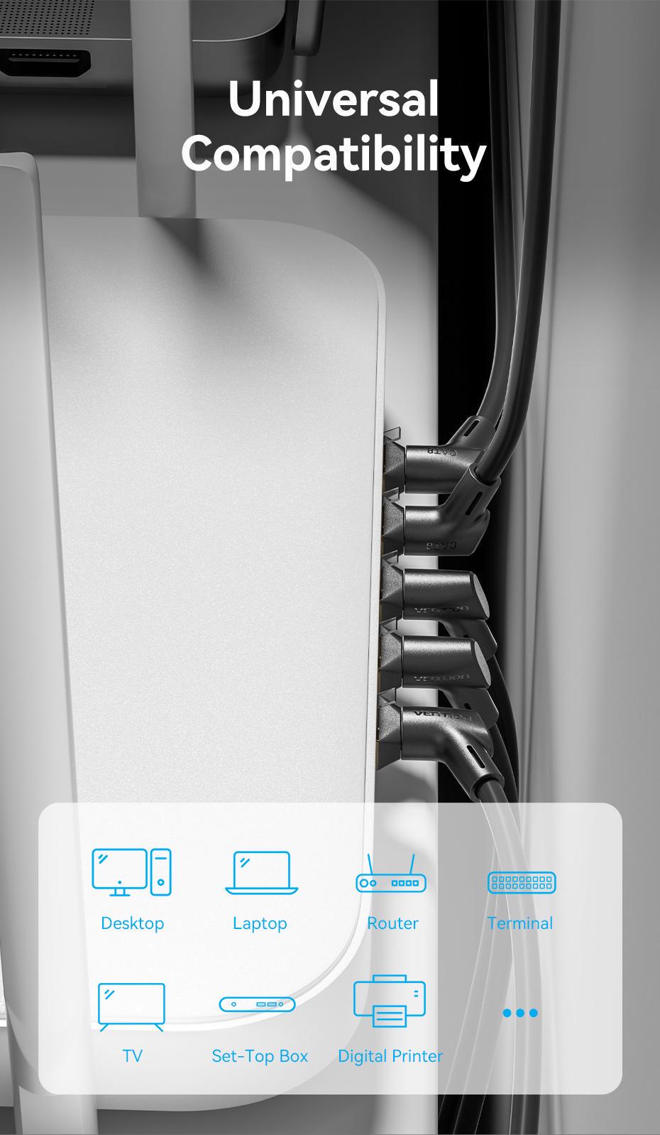 Патч-корд Vention Cat8 STP 40Gbps 2000MHz поворотный 90° 1,5м Черный (IKLBG) - фото 15 Патч-корд Vention Cat8 STP 40Gbps 2000MHz поворотный 90° 1,5м Черный (IKLBG) - фото 15