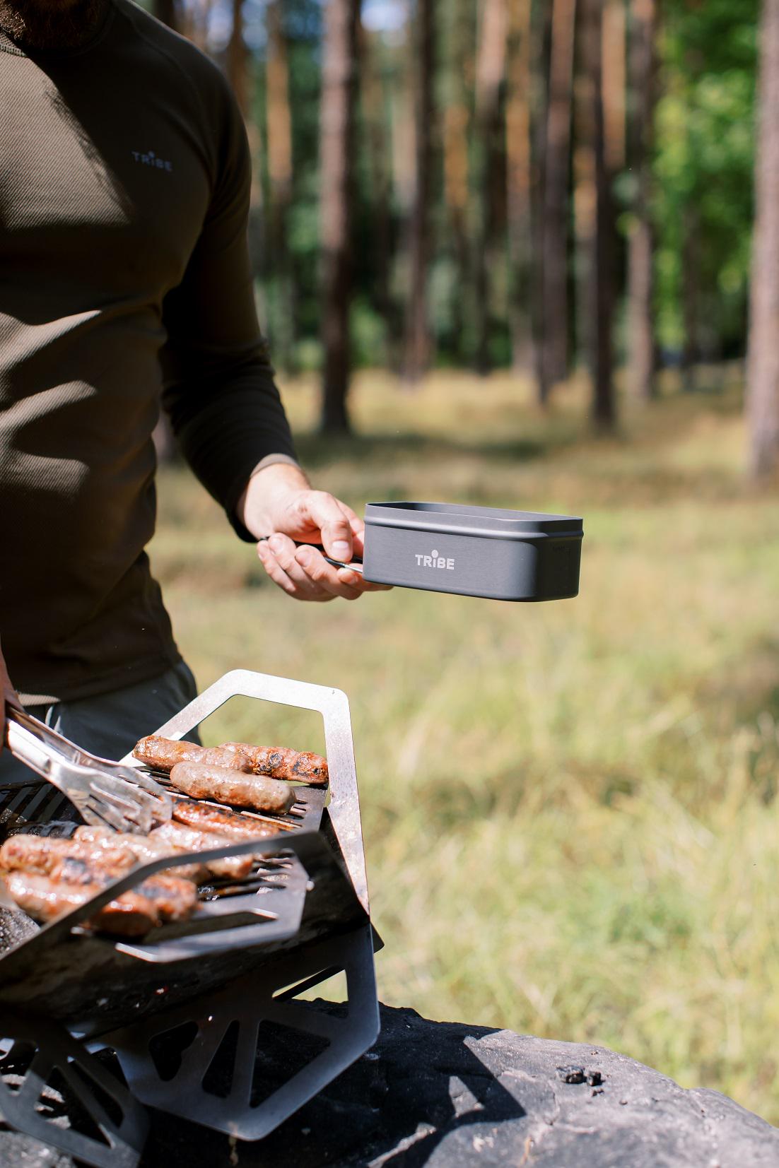 Контейнер для еды Tribe Lunch Box Alu алюминиевый со складной ручкой (T-FG-0016-grey) - фото 3