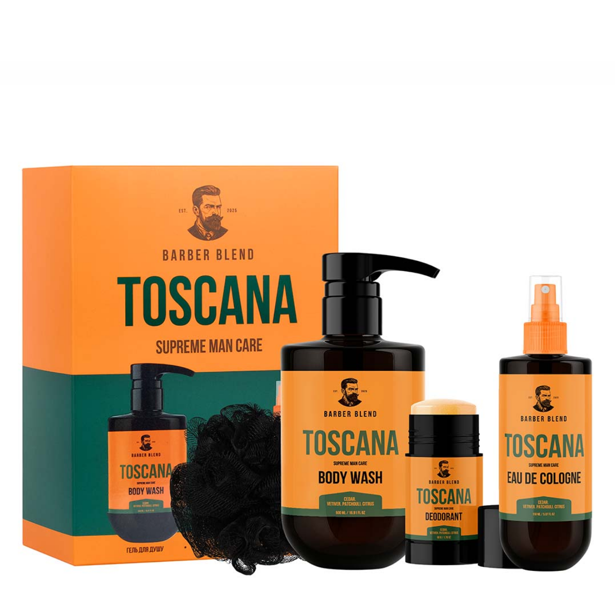 Подарунковий набір косметики для чоловіків Barber Blend Toscana 4 продукти (13354428)