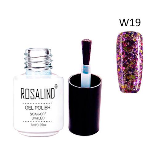 Гель-лак для ногтей маникюра Rosalind 7 мл глиттер для UV LED W19 Golden fuchsia (439085)
