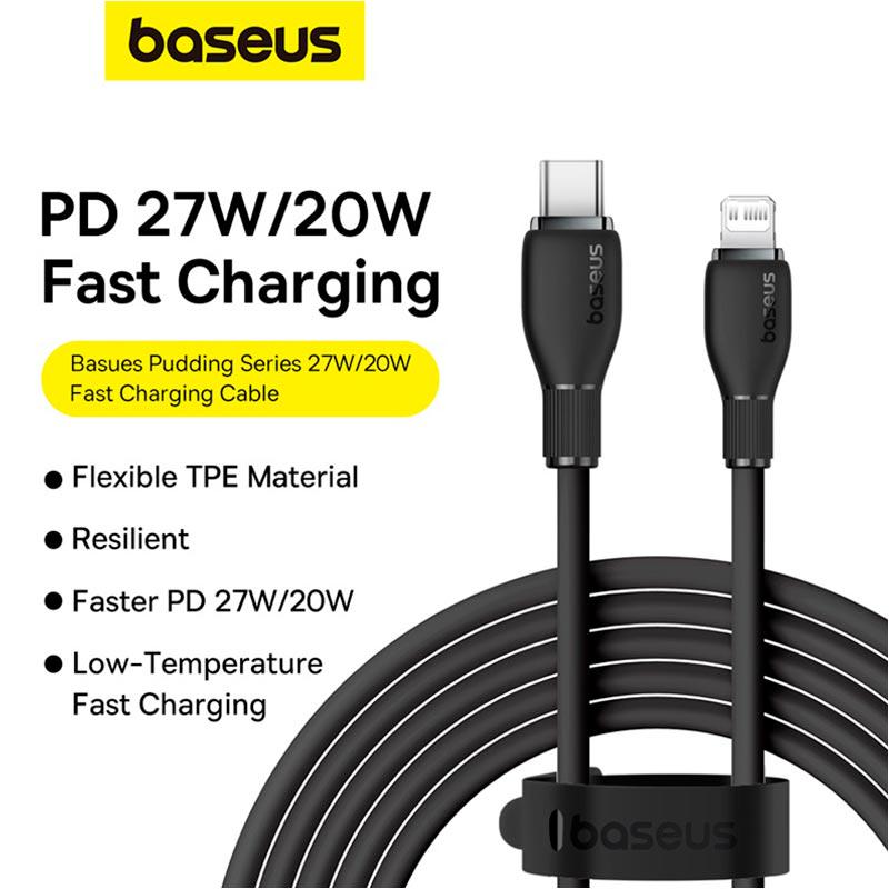 Кабель для зарядки і передачі даних BASEUS USB Type-C - Lightning Pudding Series Fast Charging Cable 2м Чорний (P10355701111-01) - фото 5 Кабель для зарядки і передачі даних BASEUS USB Type-C - Lightning Pudding Series Fast Charging Cable 2м Чорний (P10355701111-01) - фото 5