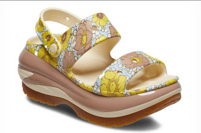 Босоніжки жіночі Crocs Mega Crush Retro Floral р. 39-40 Vanilla/Cork (15268444) - фото 6