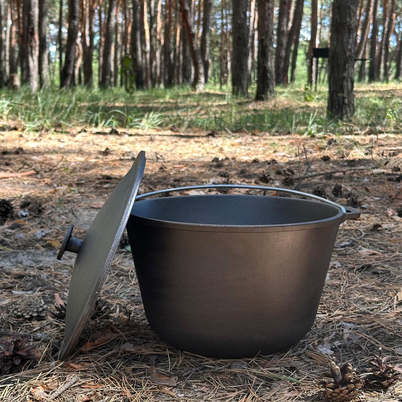 Котел туристический чугунный с крышкой 10 л (КТ-10)