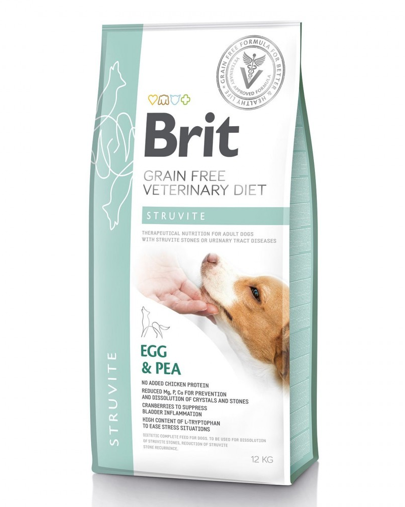 Корм сухий Brit GF VetDiet Dog Struvite для собак при сечокаменній хворобі з яйцем/індичкою/горохом и гречкой 12 кг