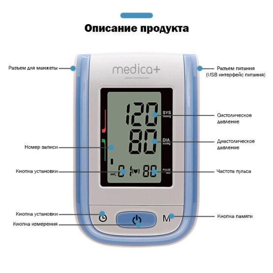 Автоматичний тонометр Medica + Press 401 BL з манжетами - фото 6