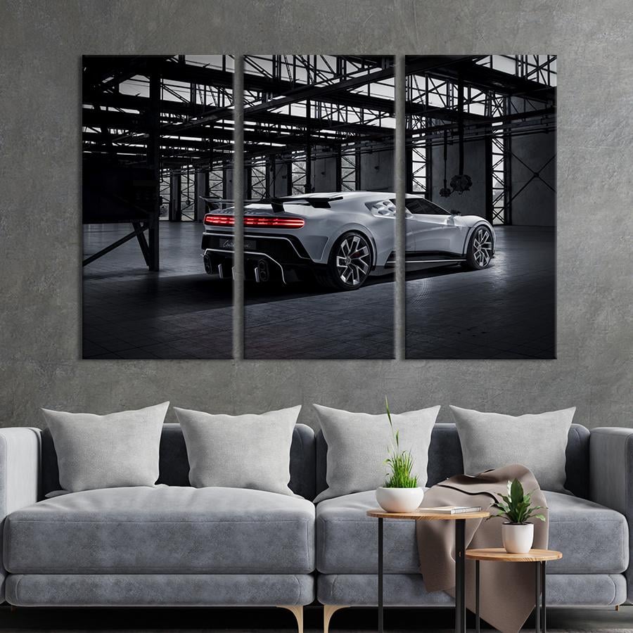 Картина на холсте триптих Стильный серебристый Bugatti Centodieci 78x48 см (1301-31)