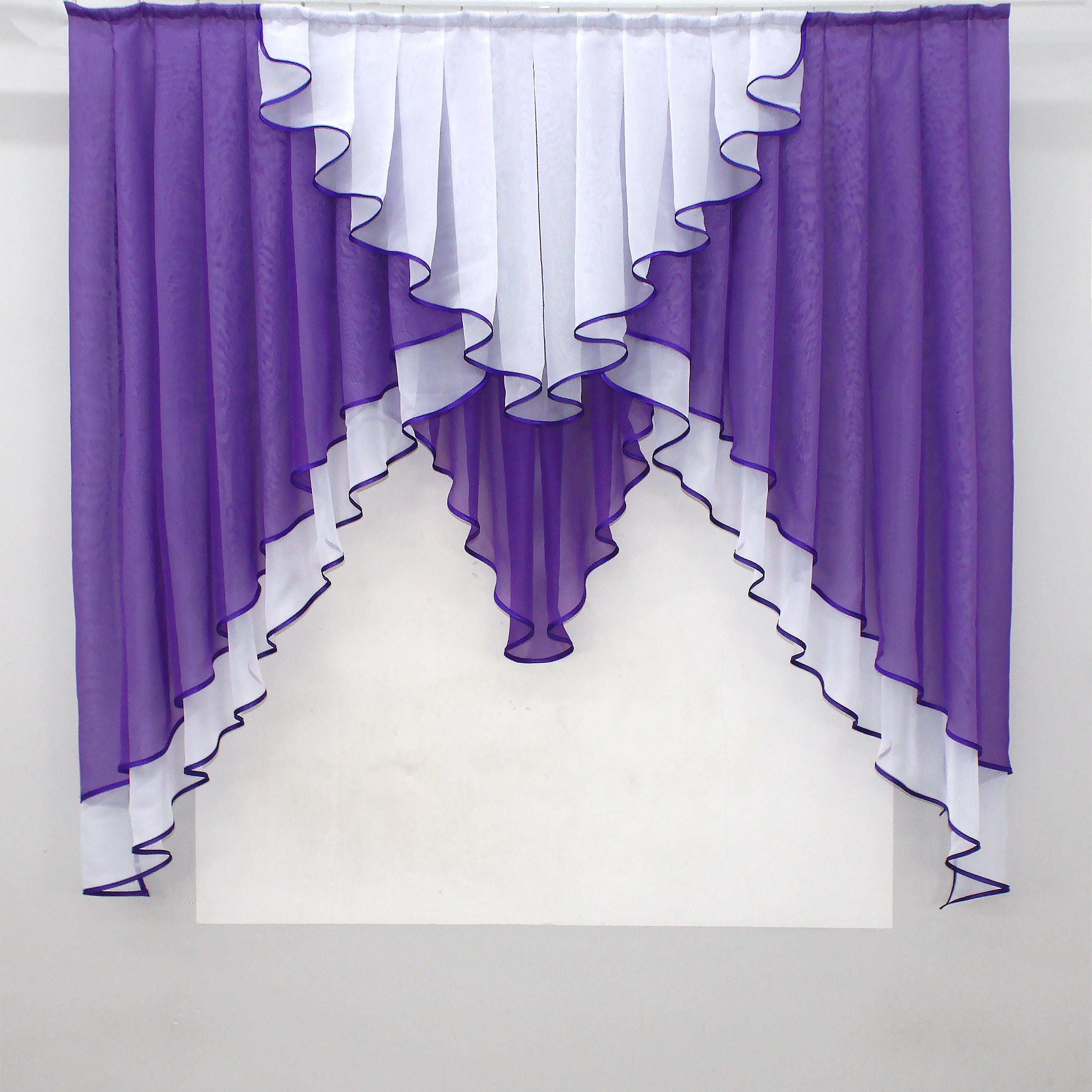 Кухонный ламбрекен VR-Textil № 022к 150х150 см Фиолетовый/Белый (52-0505)