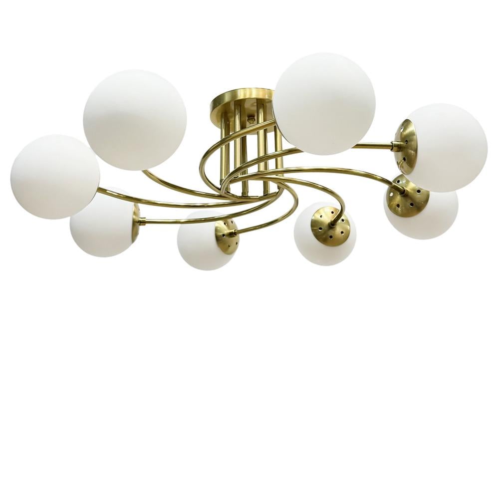 Люстра стельова молекула Light House SH-20340/8A E27х8 плафони білі 740х740х220 мм Мідь