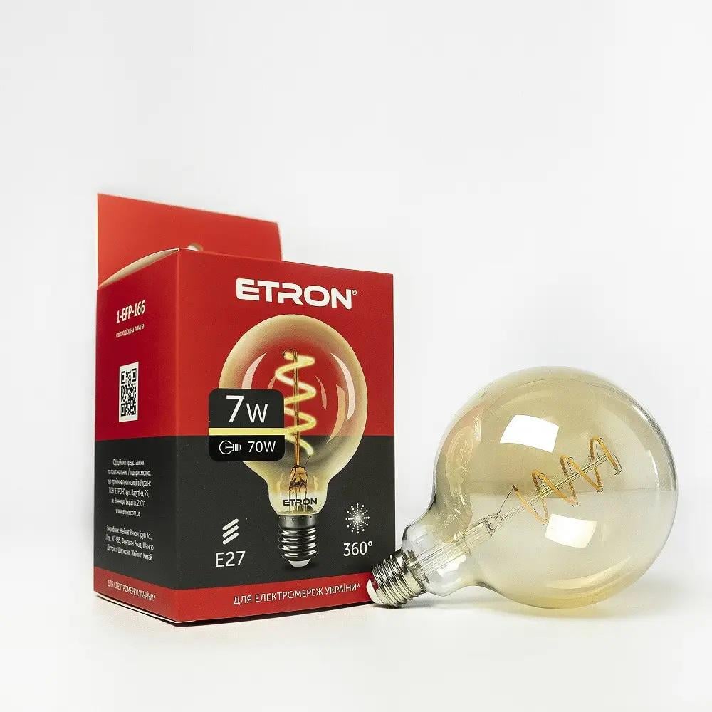 Лампа LED ETRON Filament 1-EFP-166 G125 Vintage E27 7W 2700K Золотой