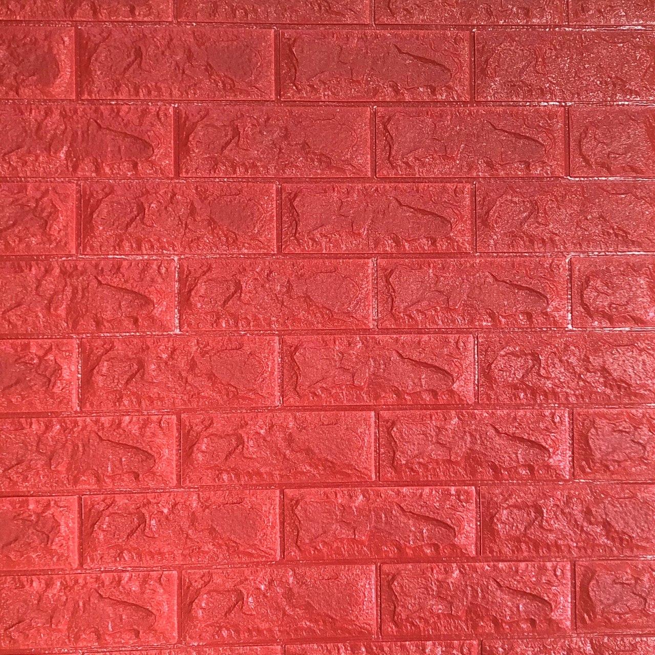 Панель самоклеящаяся 3D Sticker Wall звукоизоляционная 700x770x7 мм кирпич Красный