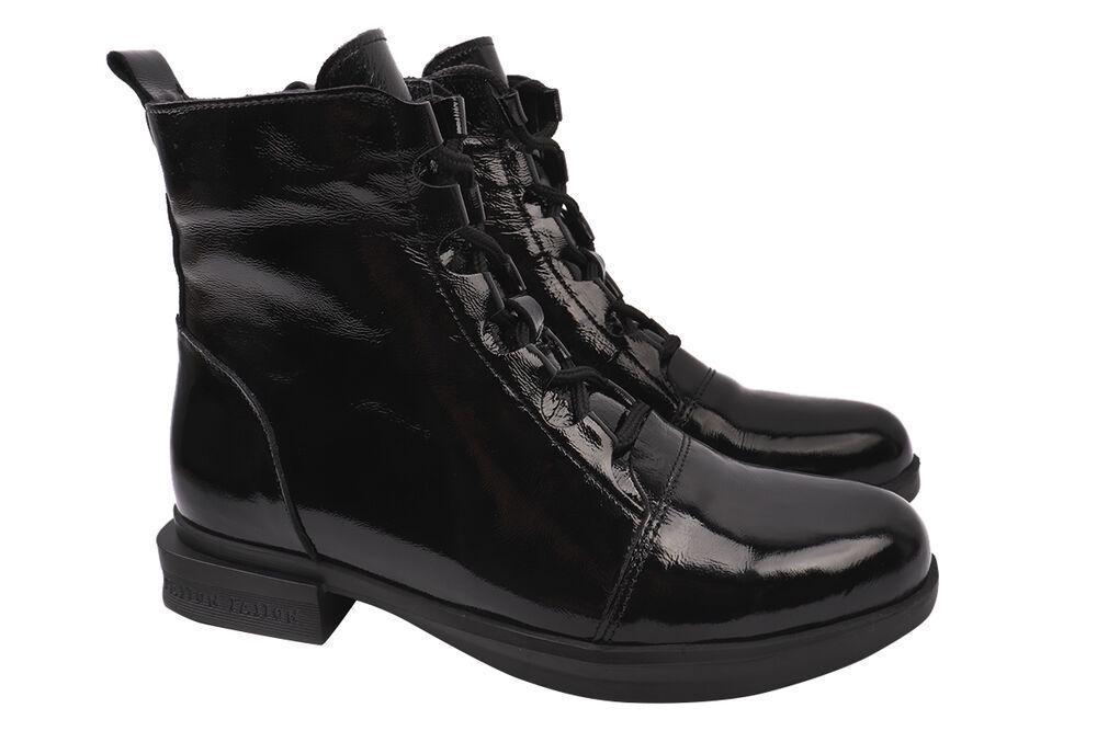 Ботинки женские Magnolya из лакированой кожи на низком ходу р. 39 Черный (122-20DHC)