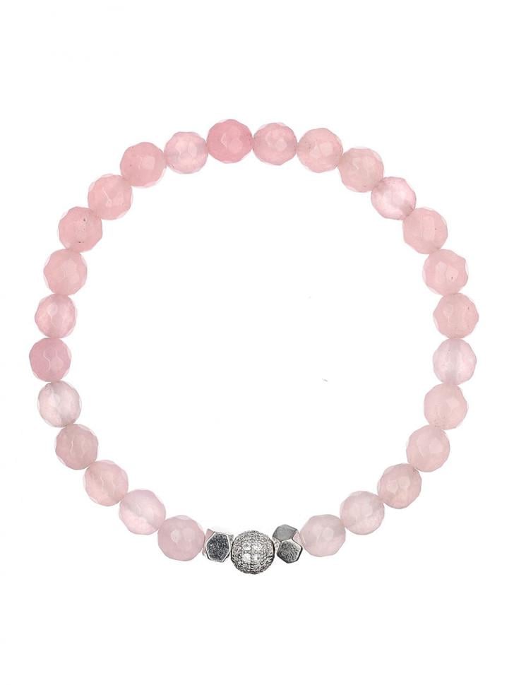 Браслет женский из натурального камня розовый кварц (3464)