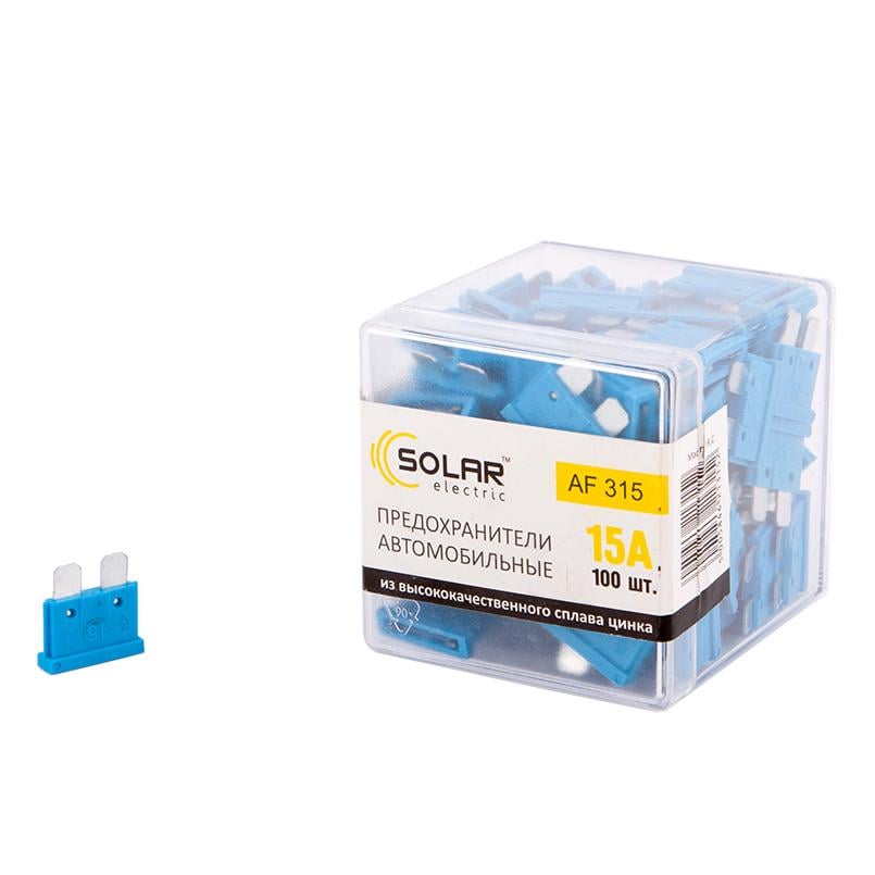 Набор предохранителей Solar цинковый сплав стандарт 15А 100 шт. (25309-af522)