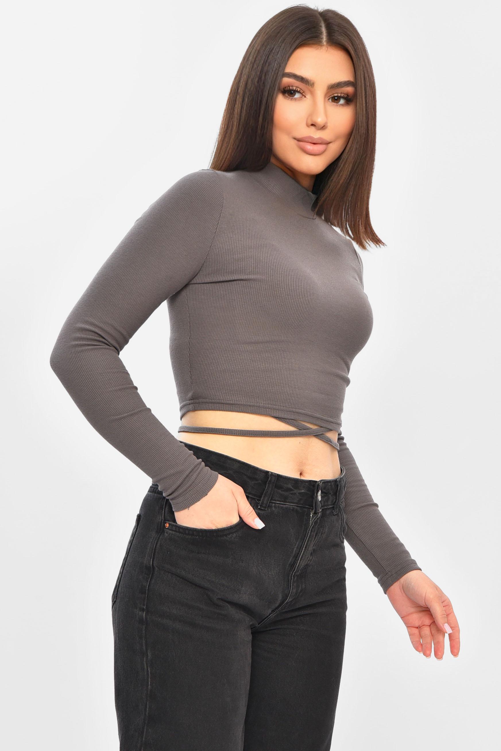 Кофта жіноча 201987 однотонна в рубчик S-M Сірий (201987_!315340_42-44) - фото 2 Кофта жіноча 201987 однотонна в рубчик S-M Сірий (201987_!315340_42-44) - фото 2