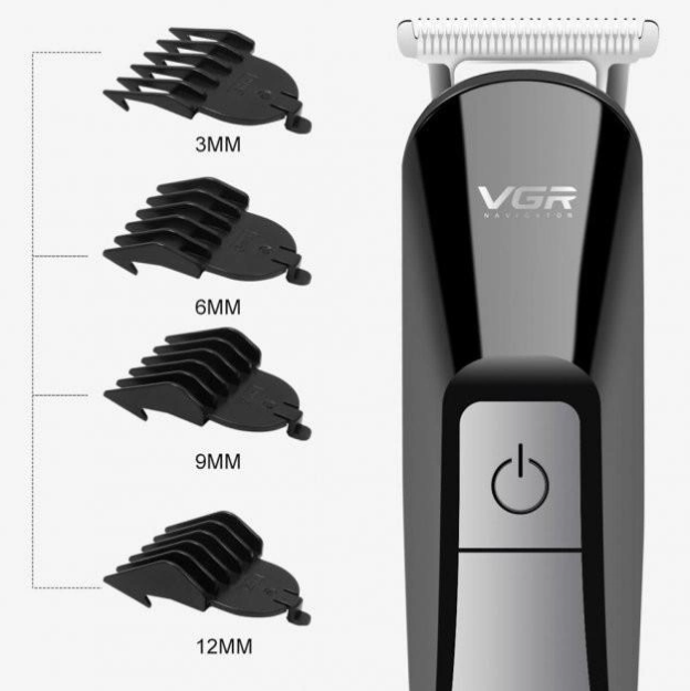 Машинка акумуляторна для стрижки VGR V-012 бездротова 6в1 Чорний (15214499) - фото 3