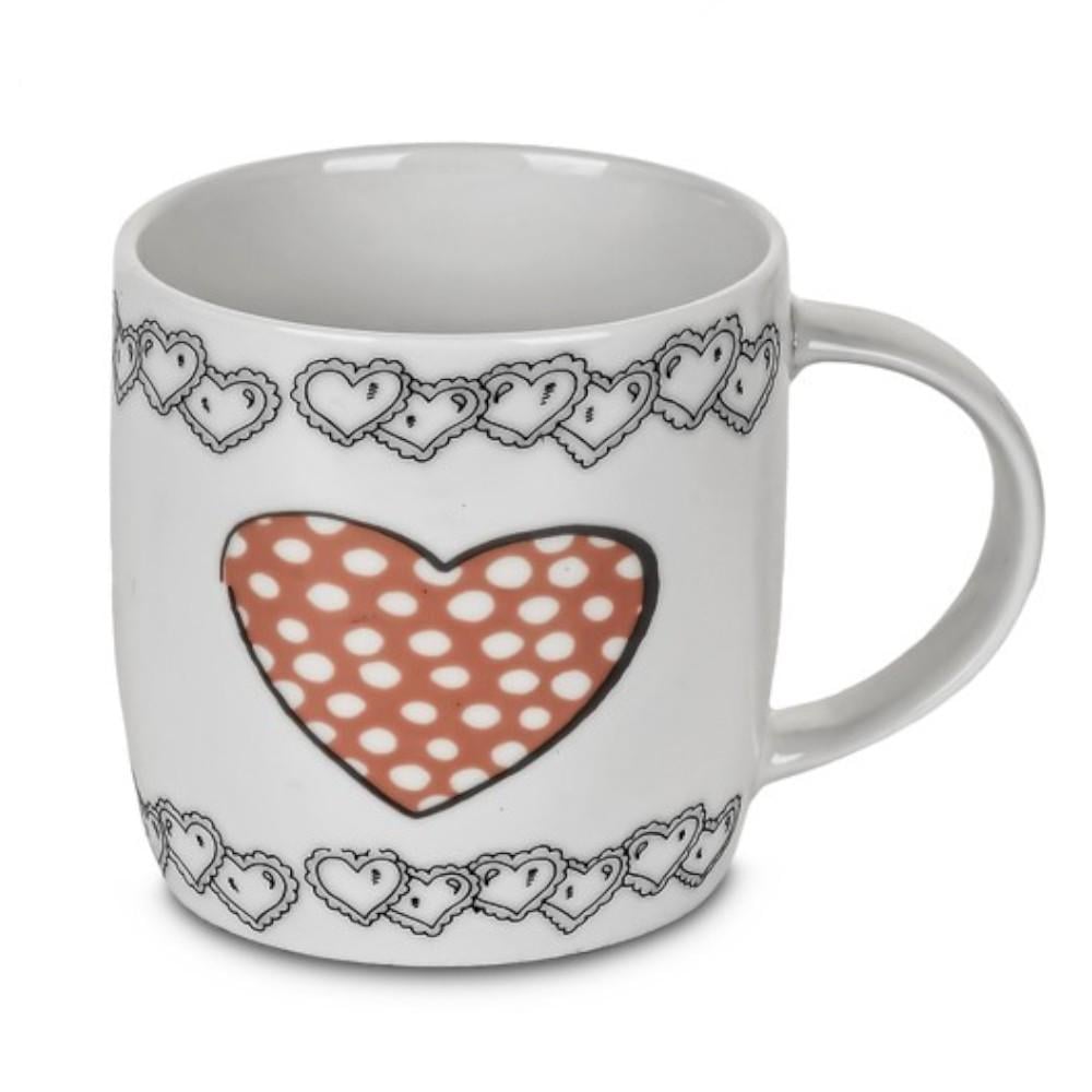 Чашка Stenson Love фарфор кольоровий принт 8,5x9 см 350 мл Біло-чорно-червоний (624074)