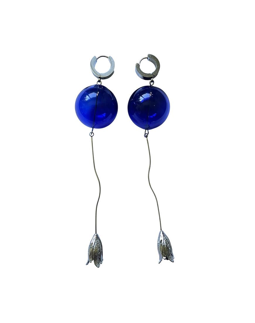 Сережки-кулі з квітками жіночі SMART JEWELRY сині One size
