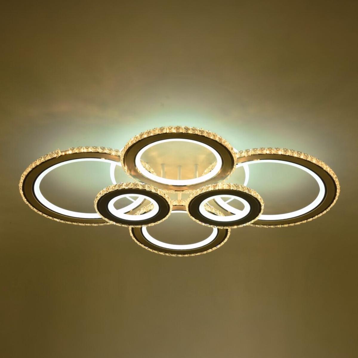 Люстра светодиодная Sirius на шесть круглых плафонов 282W 3000-6500К Белый/Хром (Ш 77680-6 WT+CR)