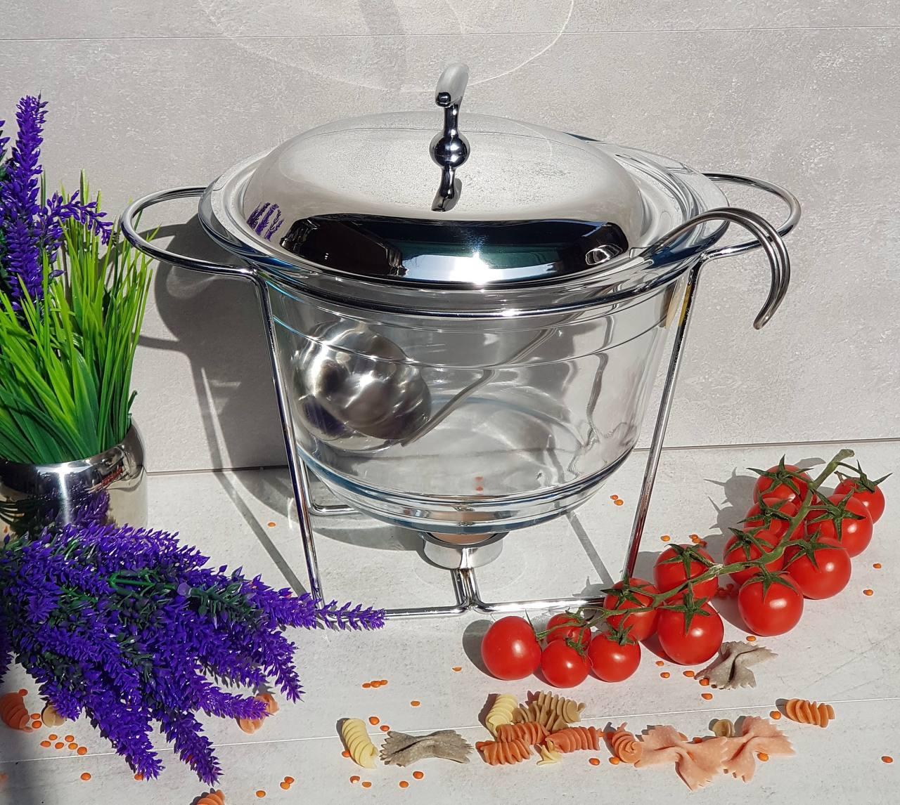 Марміт настільний зі скляною ємністю з підігрівом на підставці 4 л (EB-1445) - фото 1