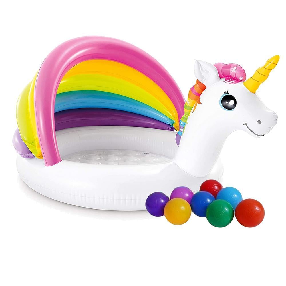 Бассейн надувной детский Intex Единорог виниловый с навесом и шариками Белый (21-9-57113-1) Бассейн надувной детский Intex Единорог виниловый с навесом и шариками Белый (21-9-57113-1)