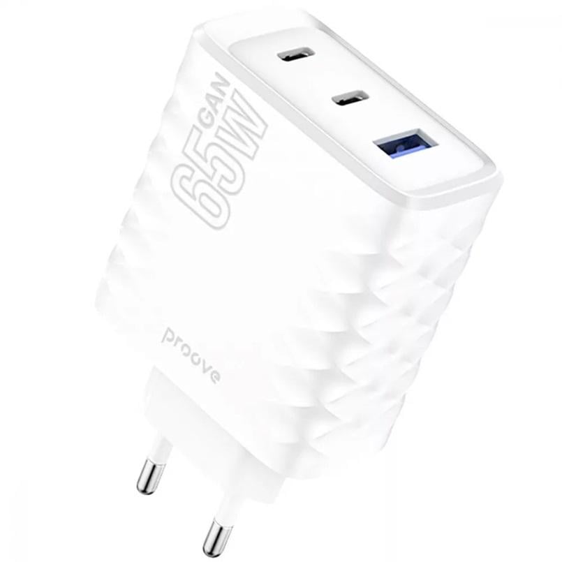 Зарядное устройство сетевое Proove Speed ​​Surge Gan 65W USB/2 Type-C Белый (55808 white)