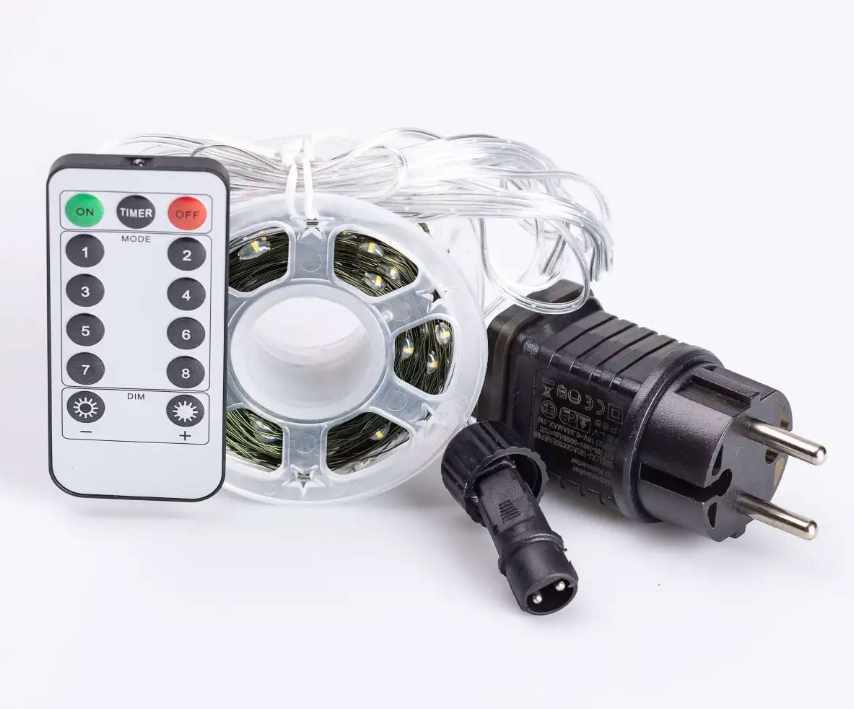 Гирлянда Роса нить с пультом 500 LED 50 м от сети зеленый провод Желтый - фото 12