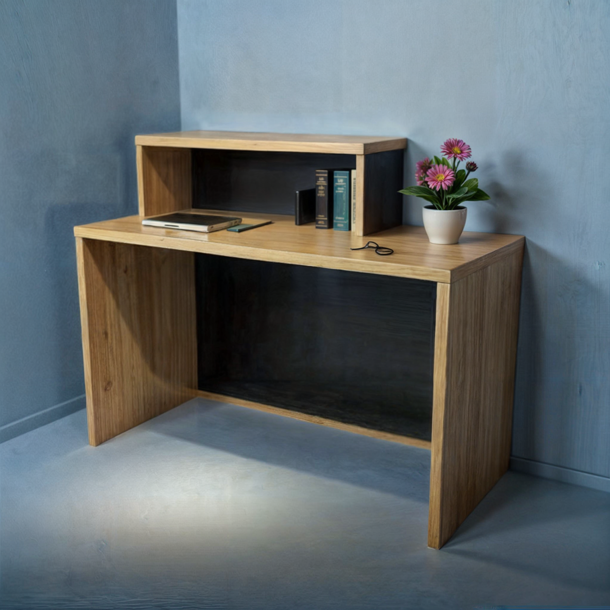 Стойка-ресепшн/4 Tobi Sho левосторонняя для офиса/салона с подсветкой 1400х600х1050 мм Дуб аппалачи/Черный (76067565) - фото 4