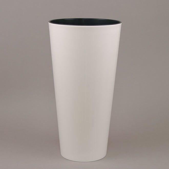 Горшок пластмассовый с вкладом Flora Tubus Slim Shine 20 см 91394 Белый (DR015505)