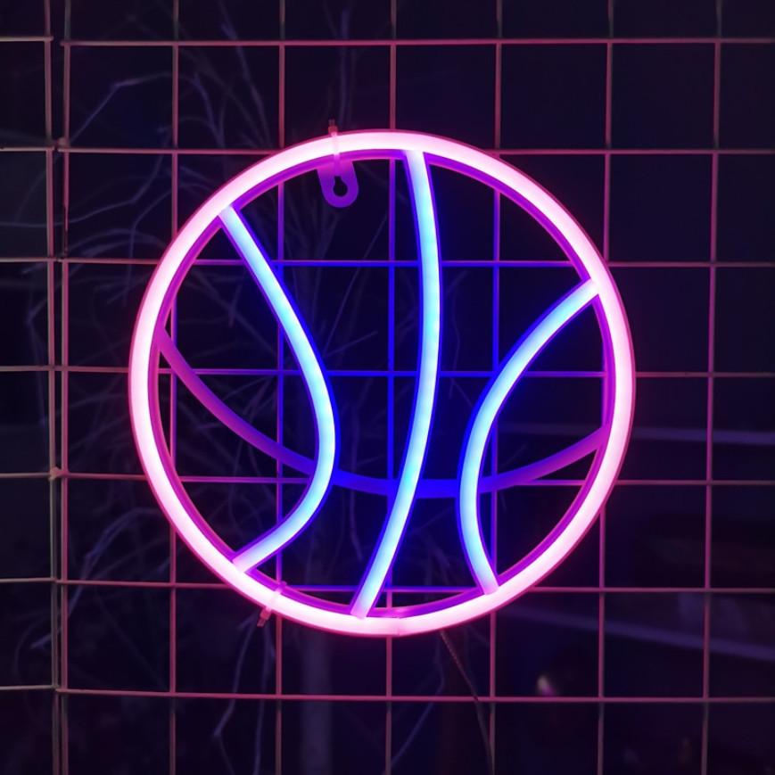 Неоновый светильник настенный "Мяч" на батарейках/USB 22,4x22,4 см Розовый