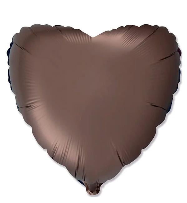 Воздушный шар Сердце 45 см Коричневый сатин (356428)