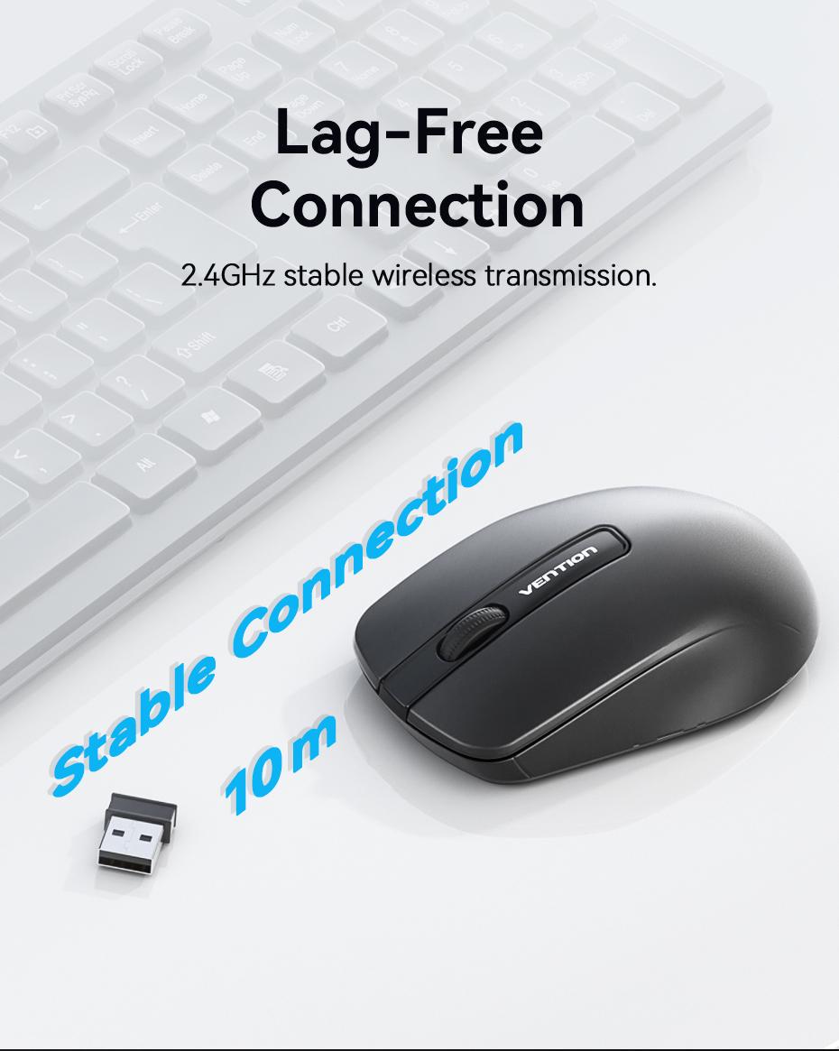 Миша комп'ютерна Vention 2.4G 1200DPI бездротова 3 кнопки USB-A Чорний (KTBB0) - фото 3 Миша комп'ютерна Vention 2.4G 1200DPI бездротова 3 кнопки USB-A Чорний (KTBB0) - фото 3