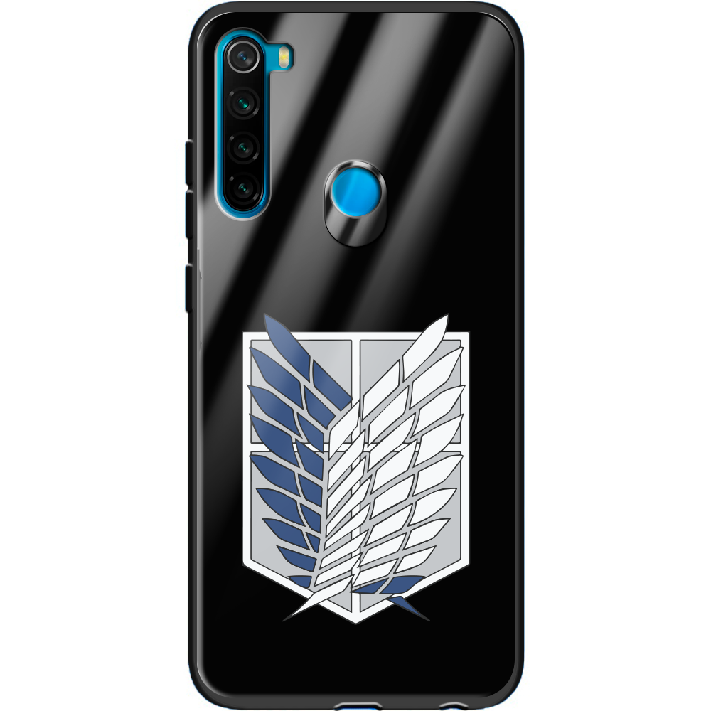 Чехол Boxface Xiaomi Redmi Note 8 Атака Титанов Крылья Свободы Черный силикон со стеклом (38214-bk88-38351)