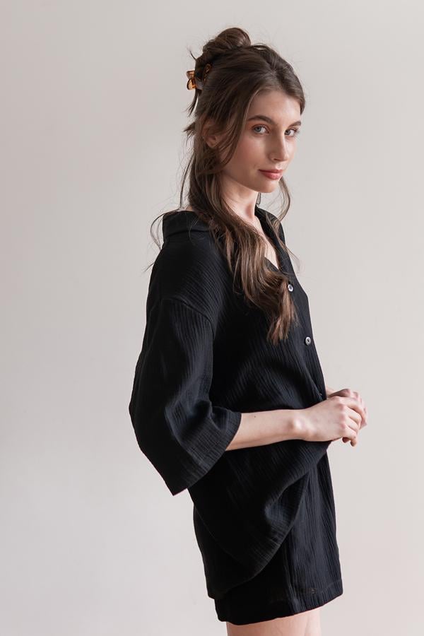 Піжама FORLY з шортами з мусліну Darkness XS/S (ML0081-16-58) - фото 2 Піжама FORLY з шортами з мусліну Darkness XS/S (ML0081-16-58) - фото 2