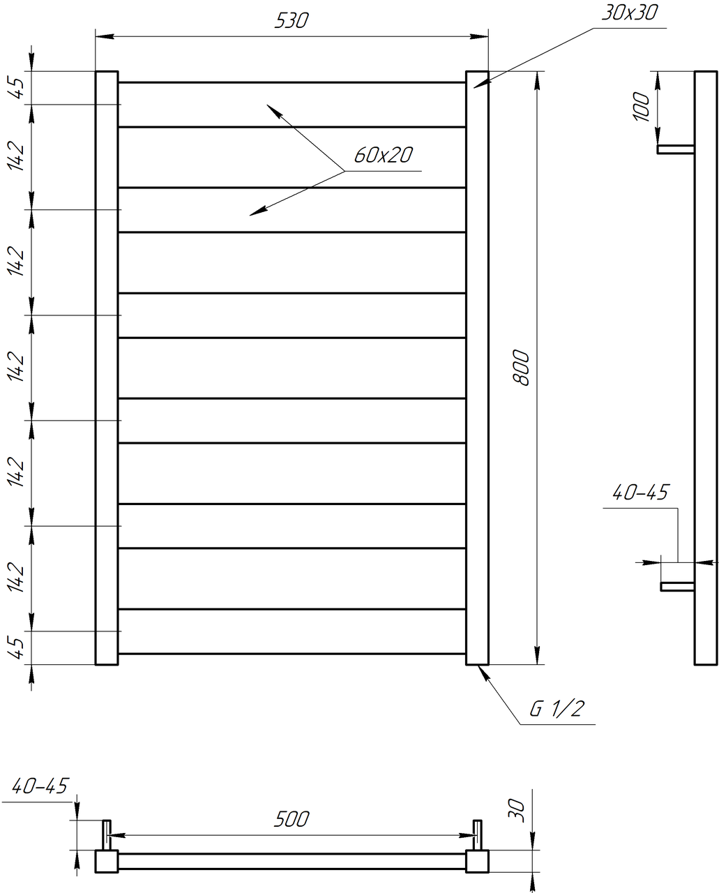 Рушникосушарка S-Mix Bull 800х530 мм Чорний (1148291406) - фото 2