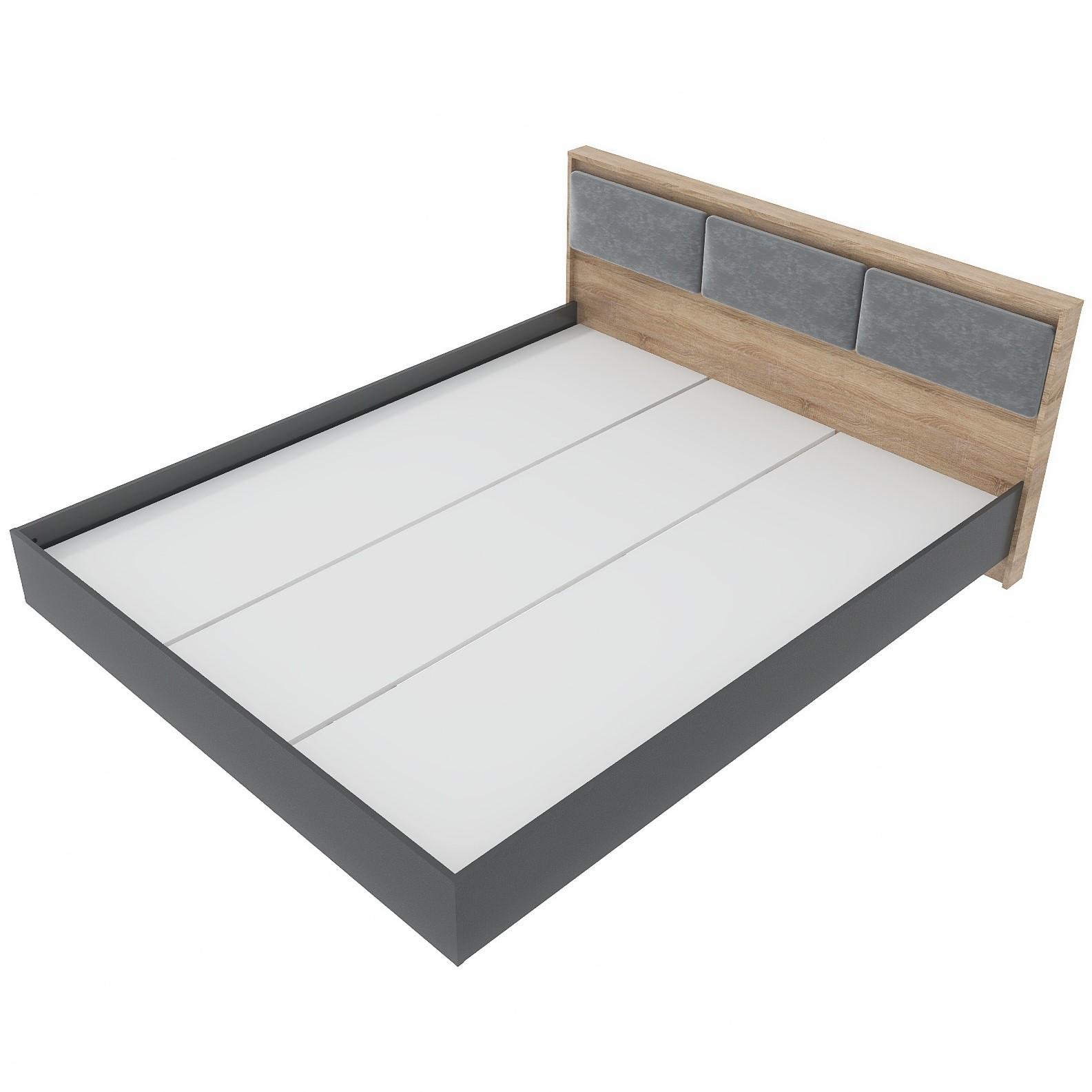 Кровать двуспальная Everest Сити 1600 щит ДСП Сонома/Графит (11498) Кровать двуспальная Everest Сити 1600 щит ДСП Сонома/Графит (11498)