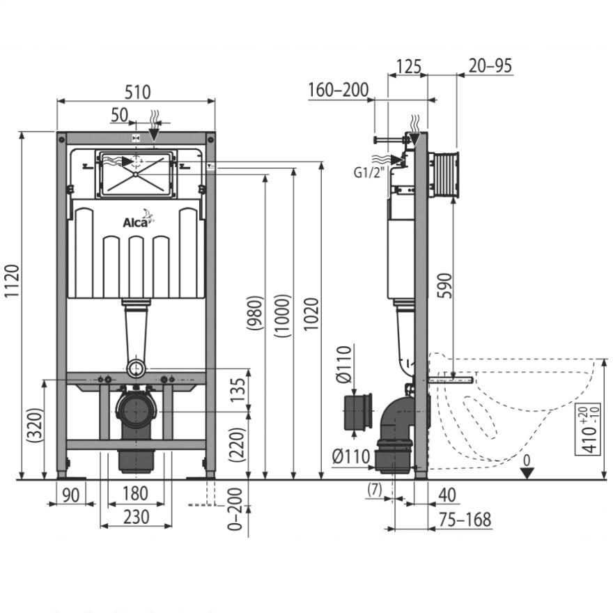 Інсталяційна система для унітазу Alca Plast AM101/1120-4:1 UA M570-0001 з кнопкою Білий (153303) - фото 2