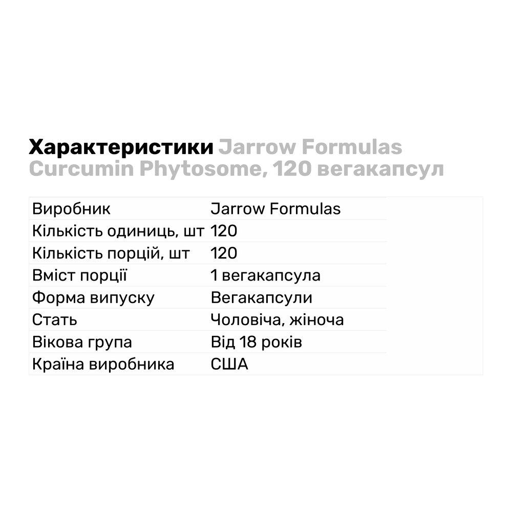 Натуральна добавка Jarrow Formulas Curcumin Phytosome 120 вегакапс. (8203) - фото 2