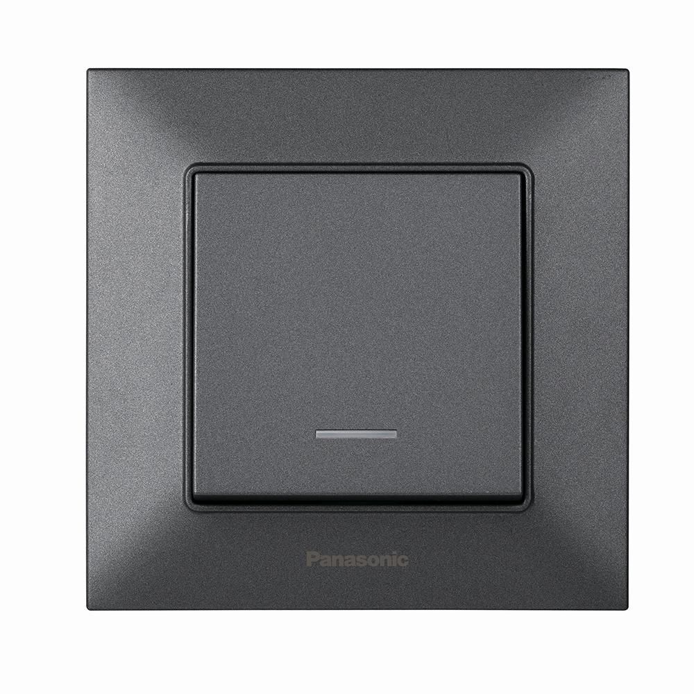 Выключатель Panasonic Arkedia Slim одноклавишный с подсветкой Дымчатый (22859)